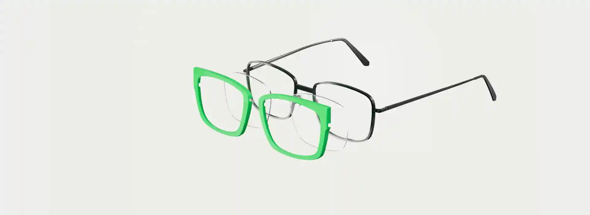 xcombo modular eyewear, with base frame enses top frame 3d video cover1