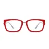 xcombo-soline-metallic-silver-base-coral-top-frame-front-1 XCombo Soline Combo Glasses in Metallic Silver, rectangle metal base frame with Coral Top Frame, front view