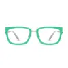 xcombo-soline-metallic-silver-base-sage-top-frame-front-1 XCombo Soline Combo Glasses in Metallic Silver, rectangle metal base frame with Sage Top Frame, front view