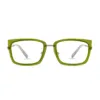 xcombo-soline-metallic-silver-base-translucent-army-green-top-frame-front-1 XCombo Soline Combo Glasses in Metallic Silver, rectangle metal base frame with Translucent Army Green Top Frame, front view