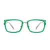 xcombo-soline-metallic-silver-base-translucent-forest-green-top-frame-front-1 XCombo Soline Combo Glasses in Metallic Silver, rectangle metal base frame with Translucent Green Forest Top Frame, front view