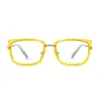 xcombo-soline-metallic-silver-base-translucent-yellow-top-frame-front-1 XCombo Glasses in Metallic Silver, rectangle metal base frame with Translucent Sunshine Yellow Toppers, front view