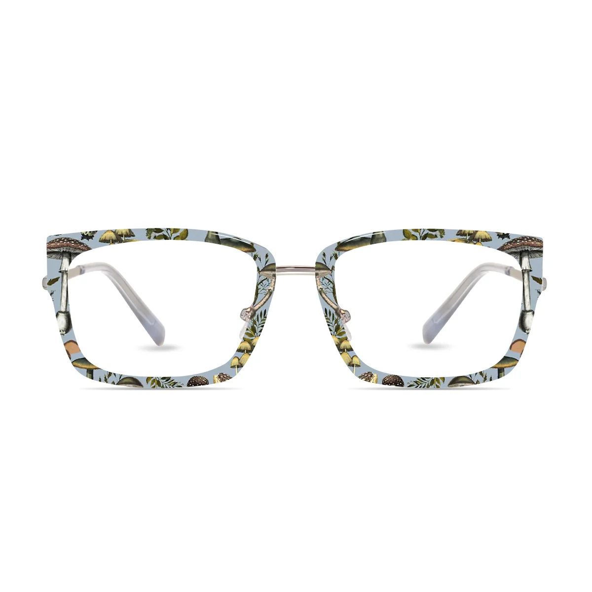 XCombo Soline Combo Glasses in Metallic Silver, rectangle metal base frame with Canvas Series Gardon Collection Top Frame, front view PG03