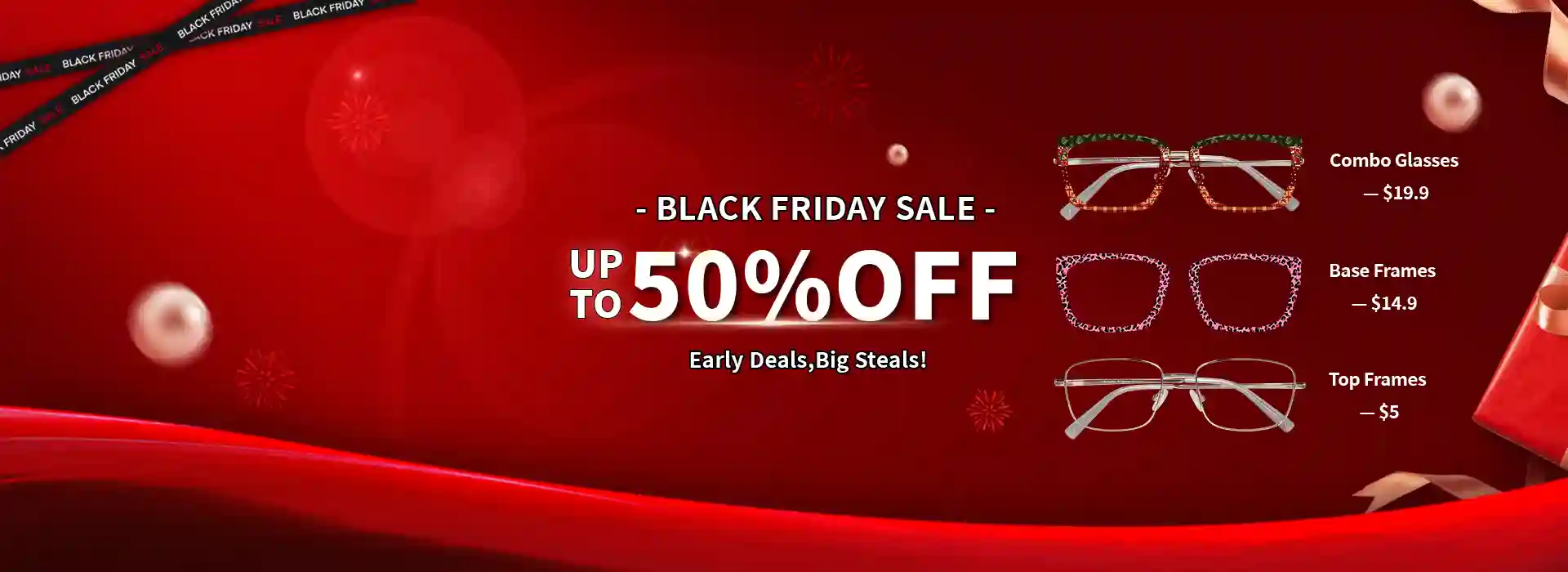 XCombo Eyewear Store Homepage banner showing Black Friday Sale Up to 50% OFF , highlighting interchangeable eyewear 4