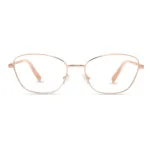 xcombo-mira-rose-gold-base-frame-front Mira large metal cat-eye base frame in Rose Gold by XCombo, front view. Compatible with hundreds of Mira series top frames for customizable styles, lightweight and durable metal construction.