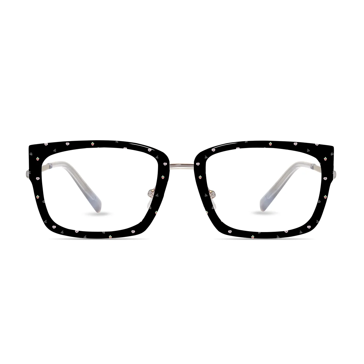 Customizable rectangle eyewear with tropical fruit print frame cover