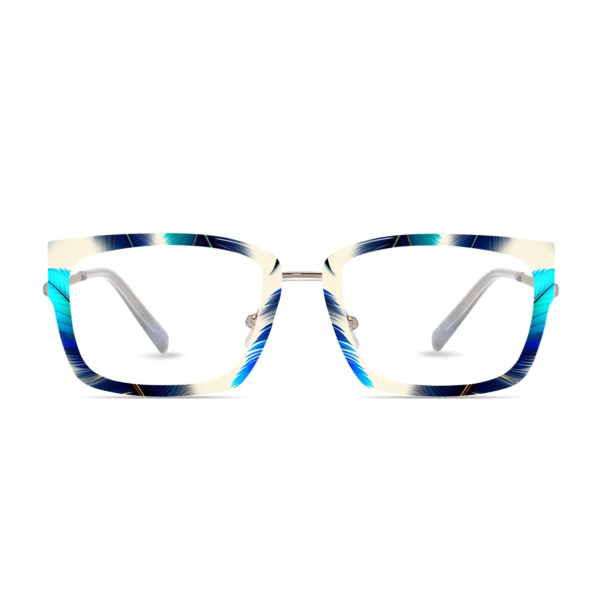 XCombo Mira silver cat-eye eyewear featuring co.orful feather details