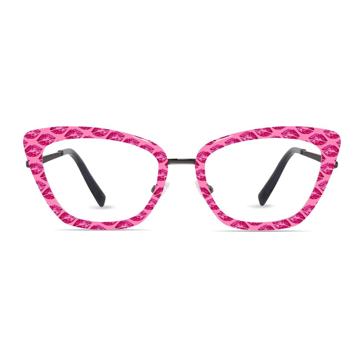 XCombo Mira Combo Glasses in Gunmetal Gray, Cat Eye Metal base frame with Velvet Kiss Series Top Frame / Topper, front view , CK01