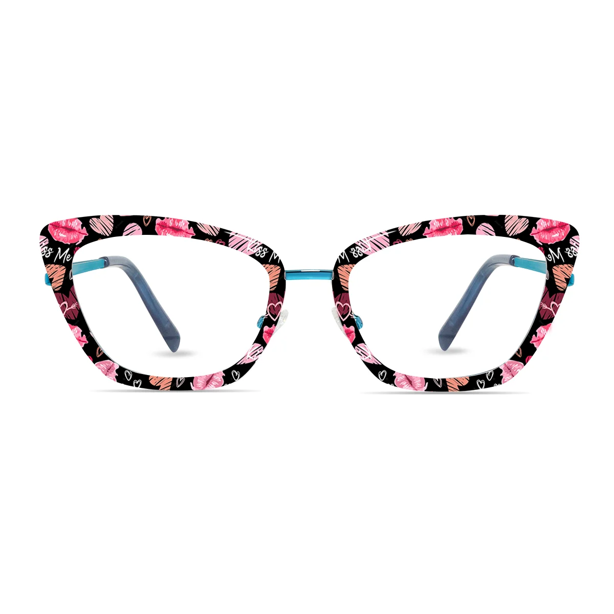 XCombo Mira Combo Glasses in Ice Blue, Cat Eye Metal base frame with Velvet Kiss Series Top Frame / Topper, front view , CK03