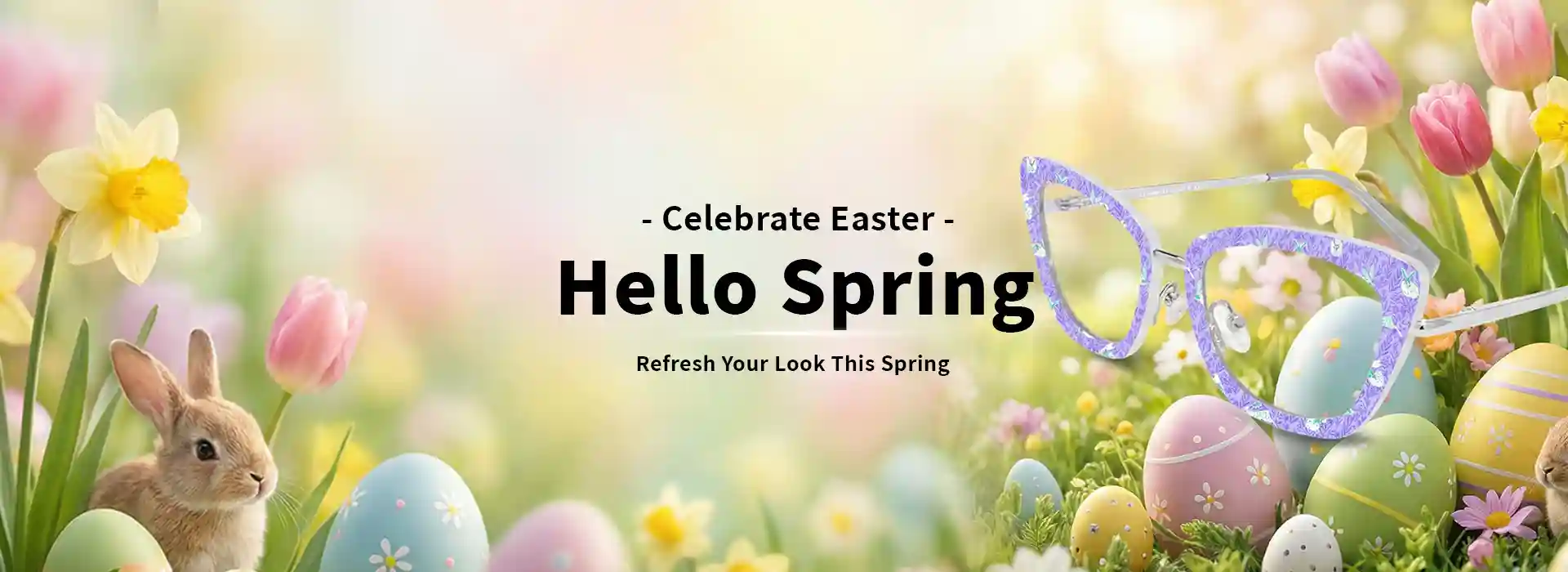 XCombo Eyewear Store Homepage banner showing Easter Sale Up to 30% OFF , highlighting interchangeable eyewear