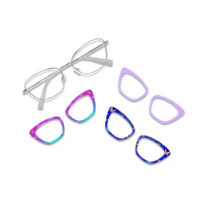 XCombo Changeable Glasses Frames: Cat-Eye Bundle (1 Base + 3 Toppers)