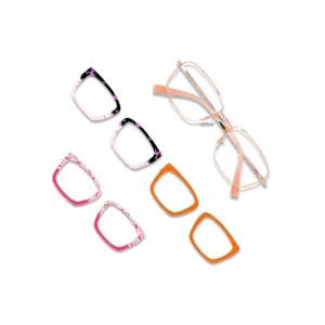 Interchangeable Glasses Frames: Rectangle Bundle (1 Base + 3 Toppers)
