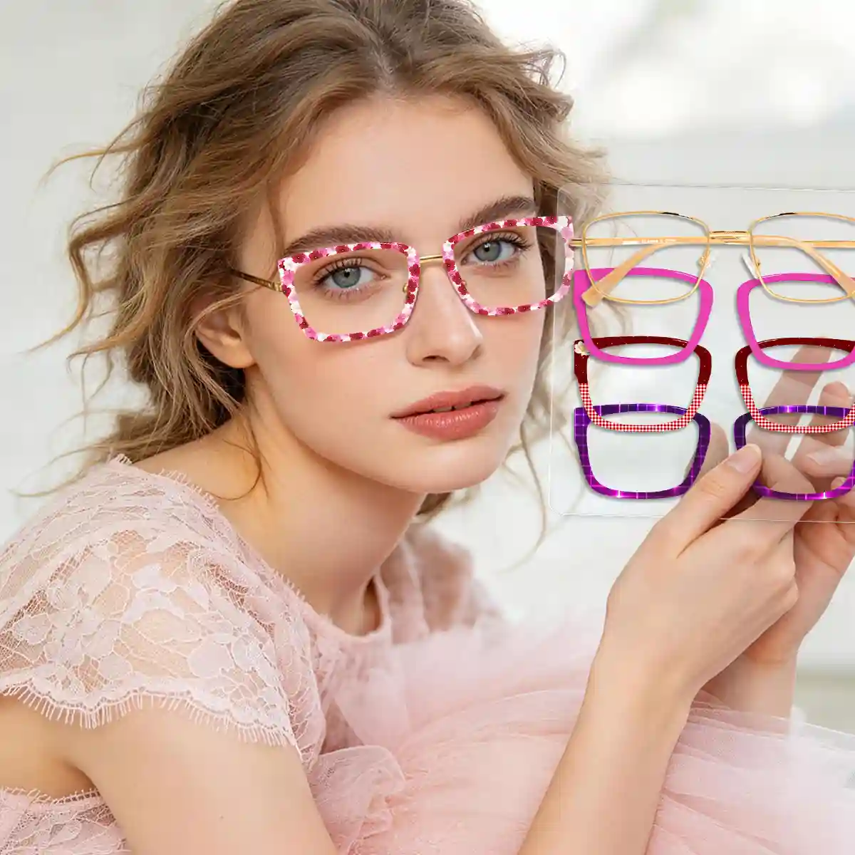 Beauty holds XCombo Interchangeable Glasses Frames Bundle Set Rectangle glasses 3