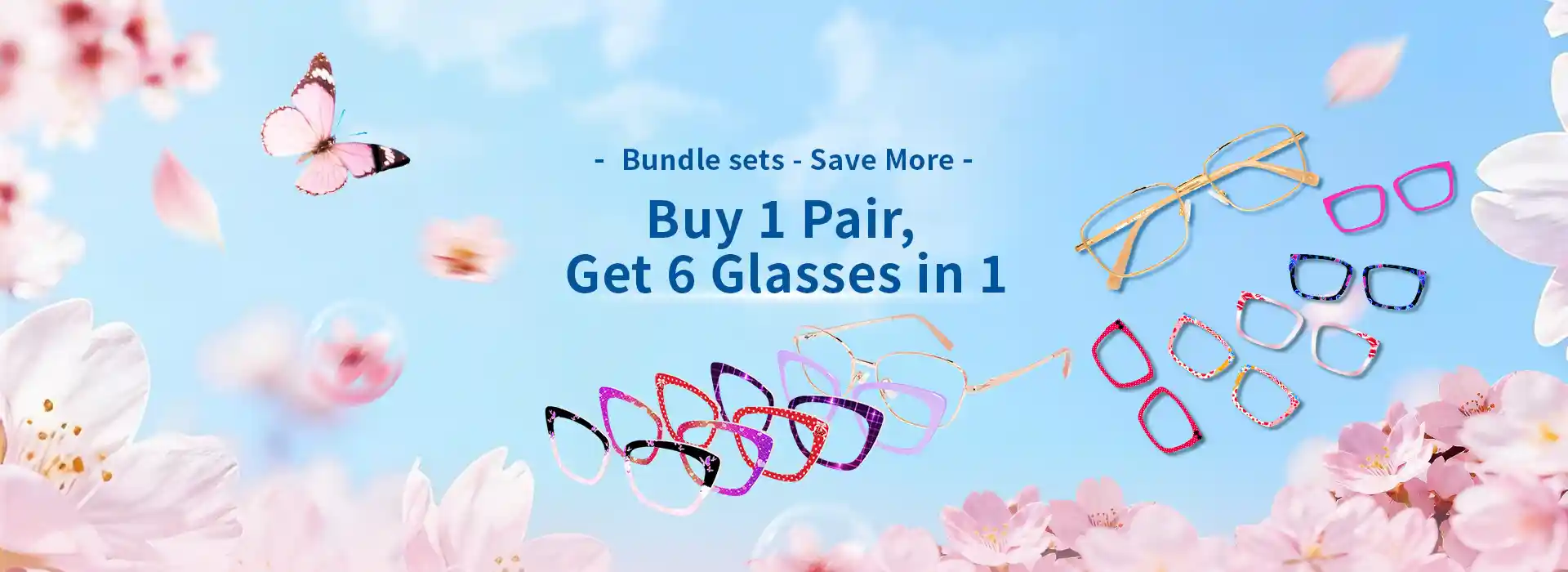 XCombo Eyewear Store Homepage banner showing bundle sets product , highlighting interchangeable eyewear