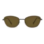 xcombo-mira-gunmetal-gray-sunglasses-brown-front-view Frontal shot of XCombo gunmetal gray cat eye sunglasses featuring dark brown tinted lenses and an interchangeable glasses frame structure.