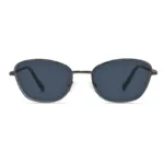 xcombo-mira-gunmetal-gray-sunglasses-gray-front-view XCombo cat eye sunglasses in dark gunmetal gray metal with neutral gray lenses and customizable interchangeable glasses frame system.