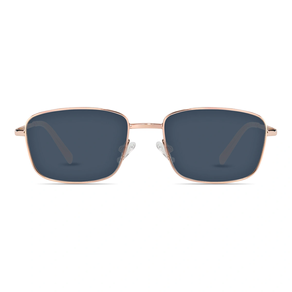 XCombo Interchangeable Sunglasses, Soline Rose Gold Wide Rectangular Sunglasses. Front view