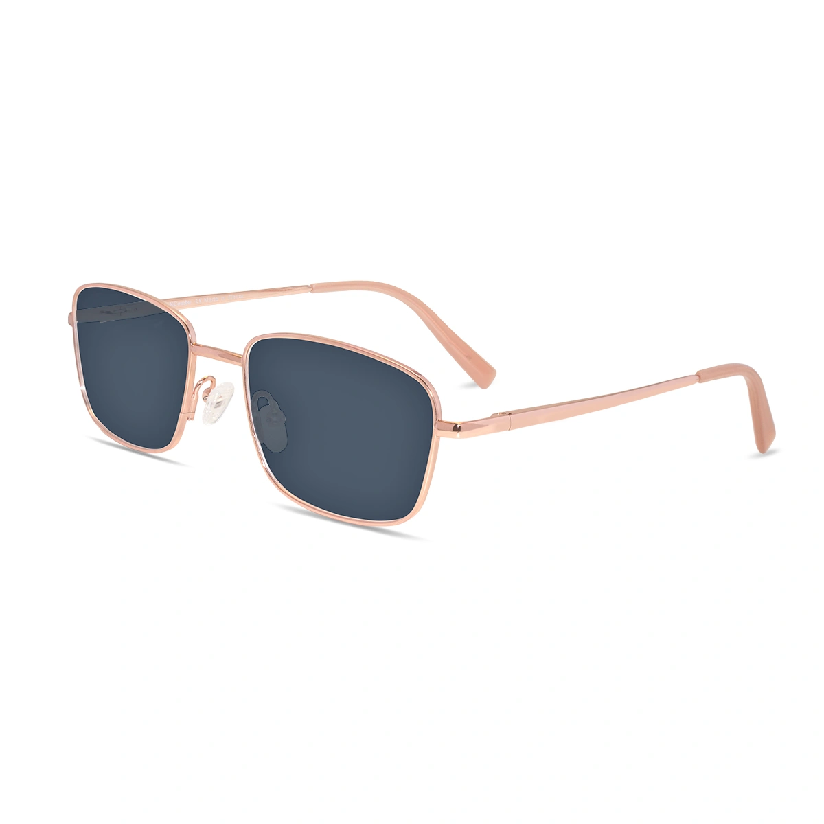XCombo Interchangeable Sunglasses, Soline Rose Gold Wide Rectangular Sunglasses. left angle view