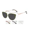 XCombo Aura Army Green polarized Sun Topper displayed separately from the prescription-ready base frame for removable sun coverage