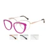 xcombo-aura-custom-glasses-hot-pink-topper-split-view Hot Pink XCombo Aura topper shown away from the metal base frame to reveal the interchangeable components and finish choices