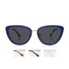 XCombo Aura Navy Sun Topper with polarized lenses mounted over the optical frame, shown with three selectable metal finishes