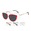 Red polarized XCombo Aura Sun Topper separated from the base frame to show how optical glasses convert to sunwear