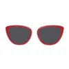 xcombo-eyewear-aura-sun-toppers-red-front Red XCombo sunglasses topper with polarized lenses for snap-fit interchangeable glasses