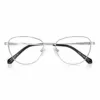 xcombo-metallic-silver-cat-eye-glasses-aura-front-folded XCombo Aura medium cat-eye metallic silver metal base frame with glossy black acetate temple tips