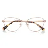 xcombo-rose-gold-cat-eye-glasses-aura-front-folded XCombo Aura rose gold cat-eye medium metal base frame with tortoiseshell acetate temple tips