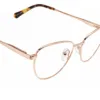 xcombo-rose-gold-cat-eye-glasses-aura-top-view Top view of XCombo rose gold cat-eye glasses metal base frame with tortoiseshell acetate temple tips