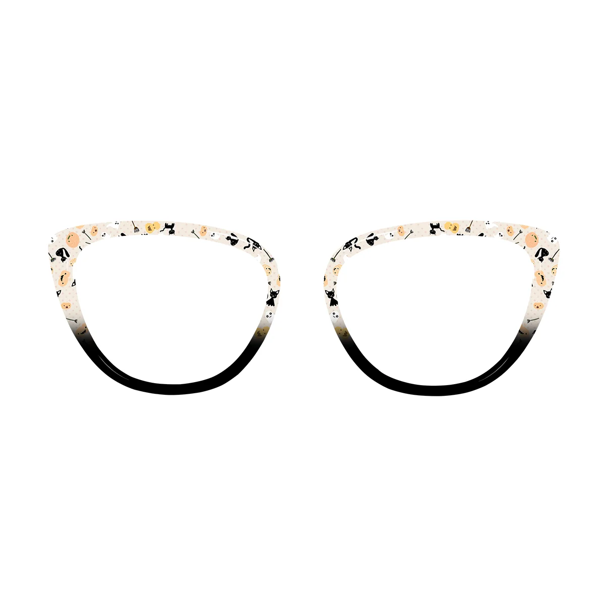 xcombo-aura-glasses-halloween-topper-ph36 XCombo Aura Halloween Creative Topper with blue Halloween pattern featuring pumpkins, bats and witch hats, interchangeable eyewear topper