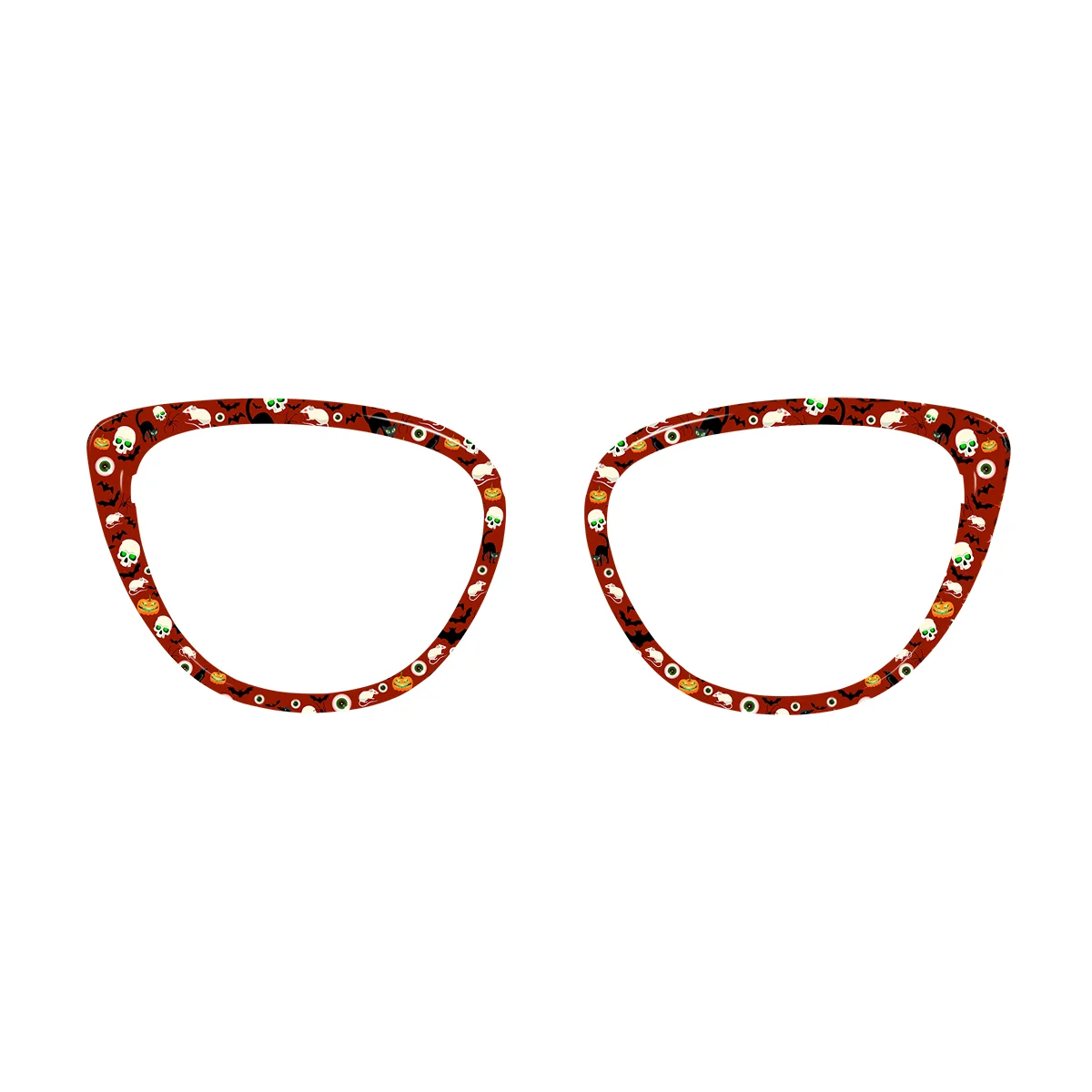 XCombo Aura Halloween Creative Topper with black pattern featuring pumpkins, ghosts and Halloween icons, eyewear topper for Aura Base Frame