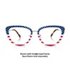 Front view of XCombo American flag interchangeable eyewear topper fitted to the Aura metal base frame