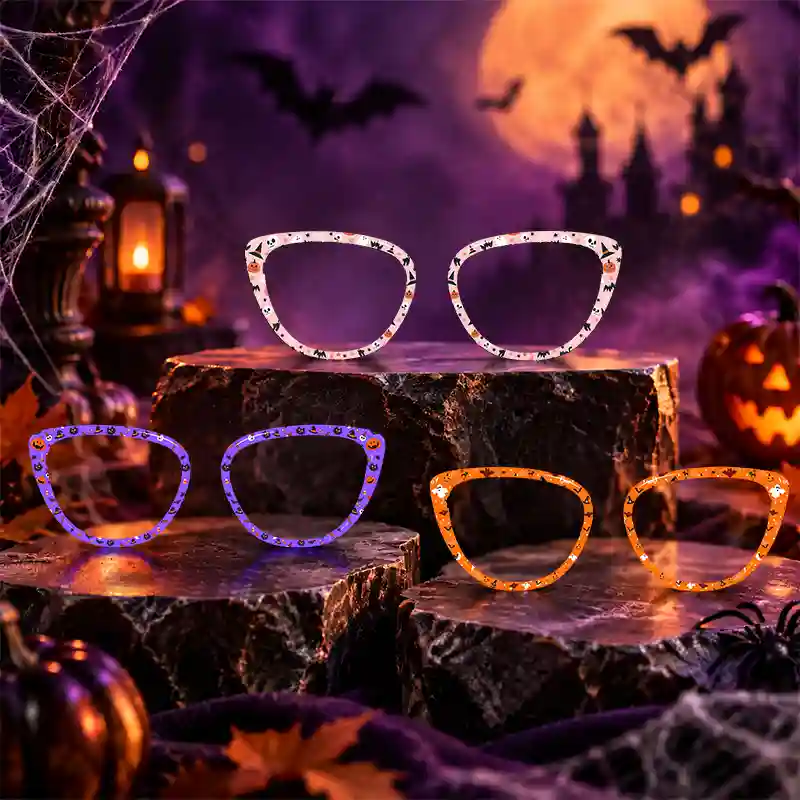 XCombo Aura Halloween interchangeable glasses toppers with spooky themed designs