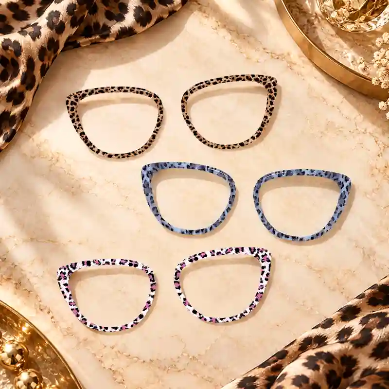 XCombo Aura leopard print interchangeable glasses toppers