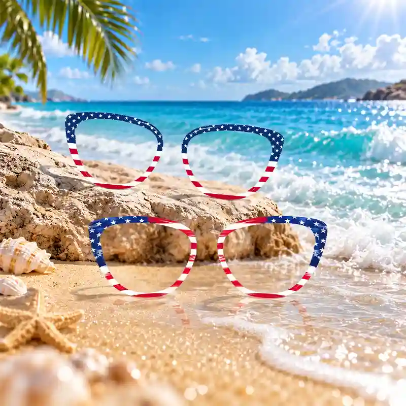 XCombo Aura interchangeable glasses toppers with USA National Flag